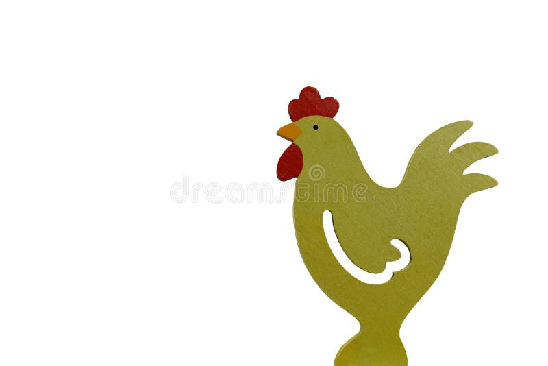 Rooster made of plywood isolated on white with copy space