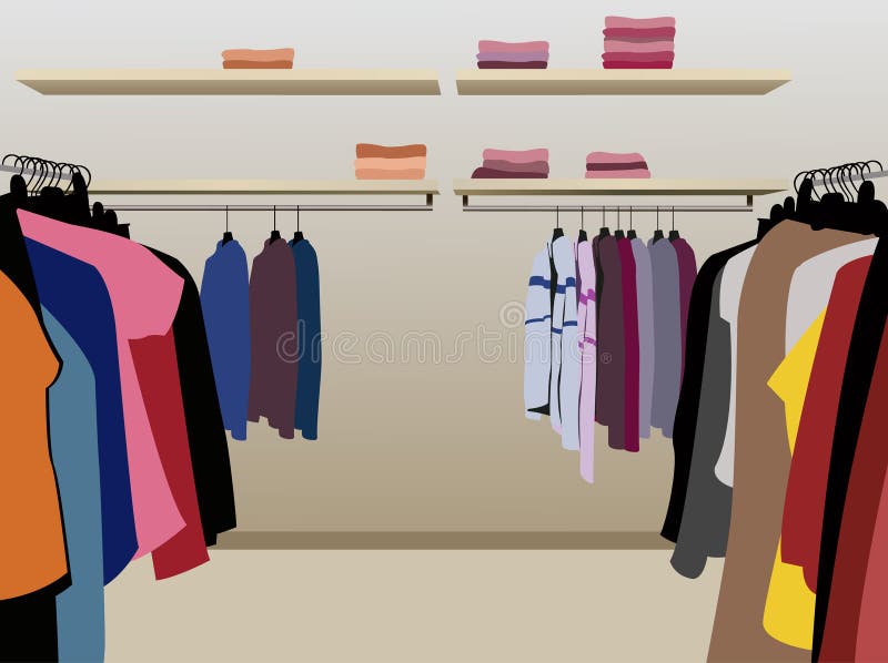 Ropa en vector del departamento ilustración del vector