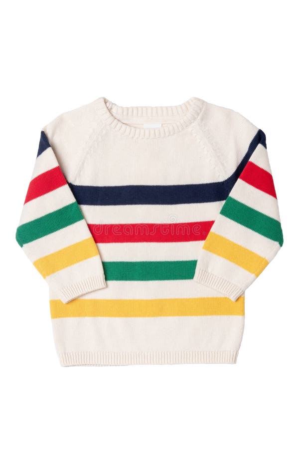 Ropa Infantil De Otoño E Invierno. Colorido Y Acogedor Suéter A Rayas O Pullover Aislado En Un Fondo Blanco Imagen de archivo - Imagen de ropa, colorido: 157034679
