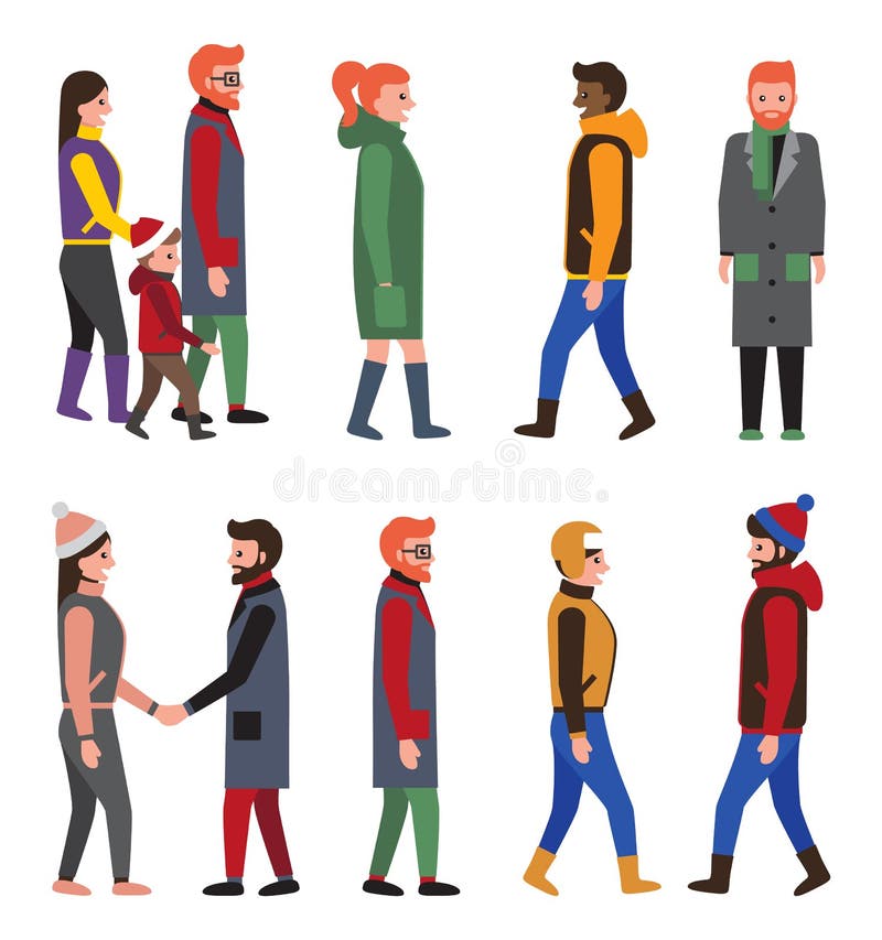 Ropas modernas del invierno de la gente de la colección, ciudadanos ilustración del vector Ropas modernas del invierno de la gente de la colección, ciudadanos ilustración del vector