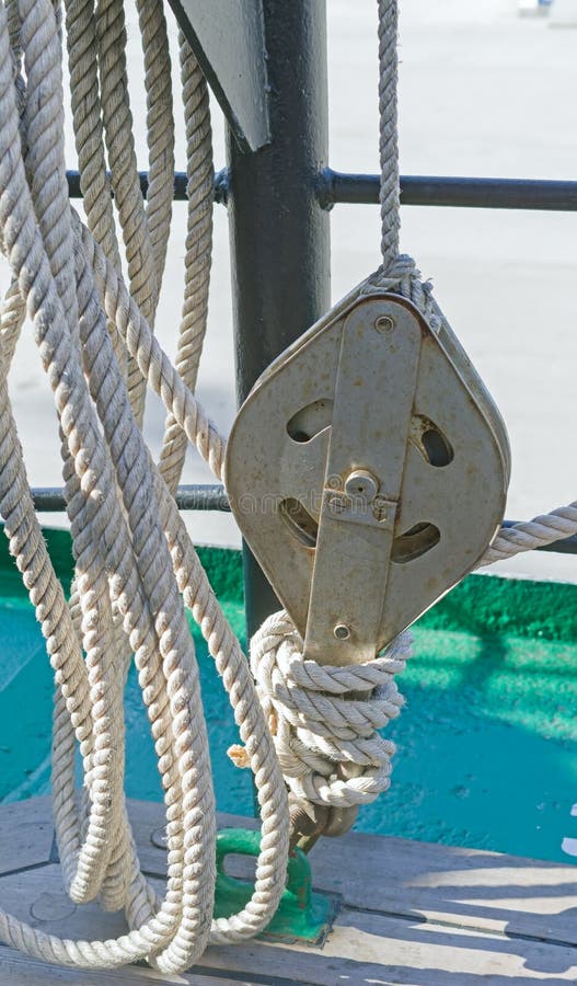 Yacht Pulley Blocks and Ropes. Yacht Pulley Blocks and Ropes