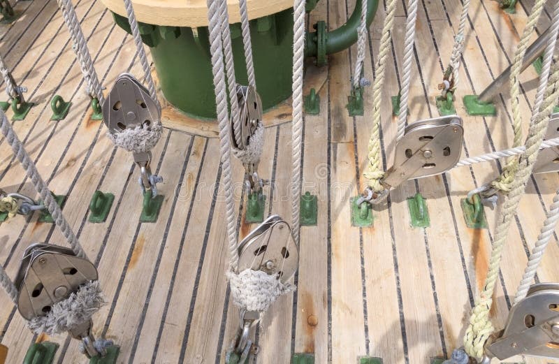 Yacht Pulley Blocks and Ropes. Yacht Pulley Blocks and Ropes