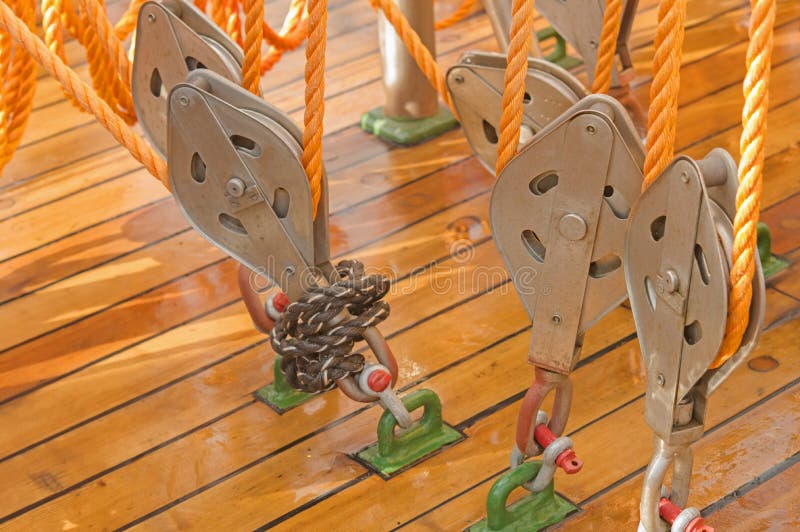 Yacht Pulley Blocks and Ropes. Yacht Pulley Blocks and Ropes