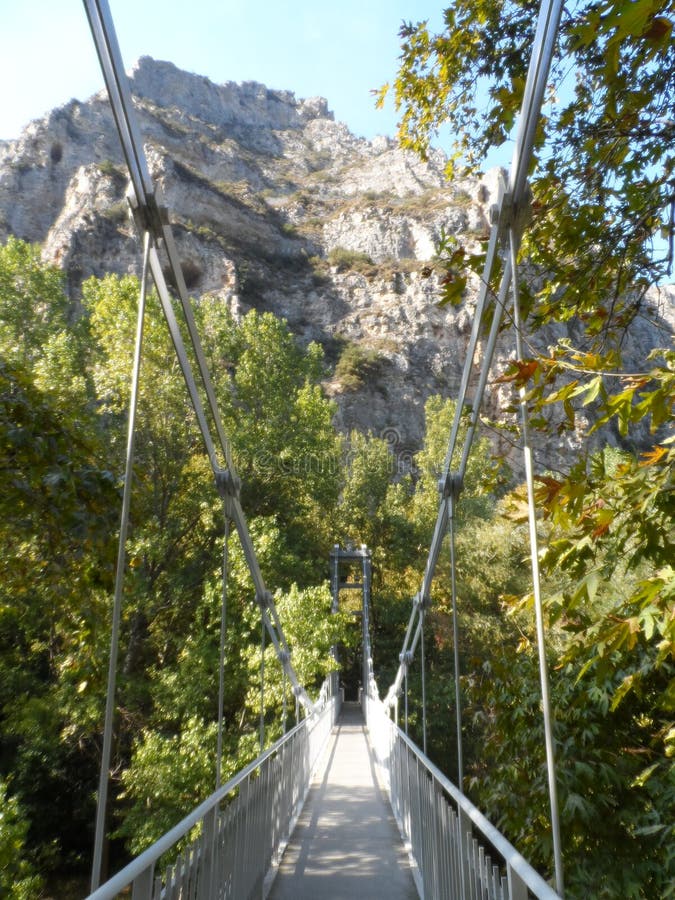 Rope Bridge Over the Valley. Stock Photo Image of ropes, greece 51223178
