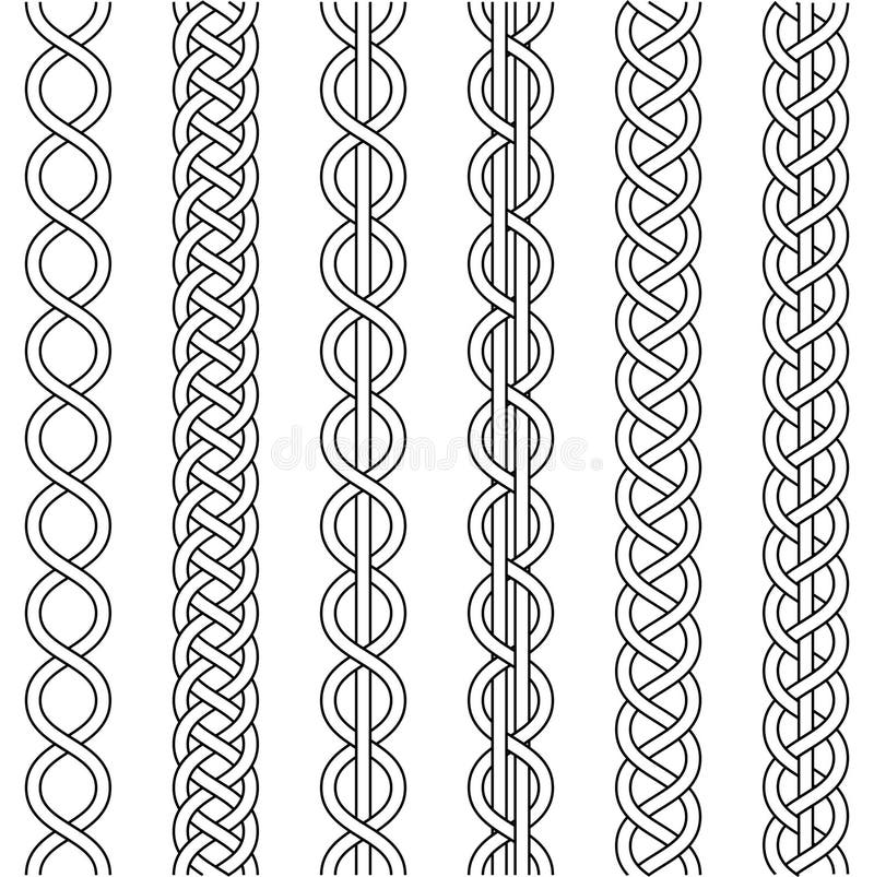 Macrame Crochet Weaving, Braid Knot, Vector Knitted Braided Pattern Intersecting Strands Wicker