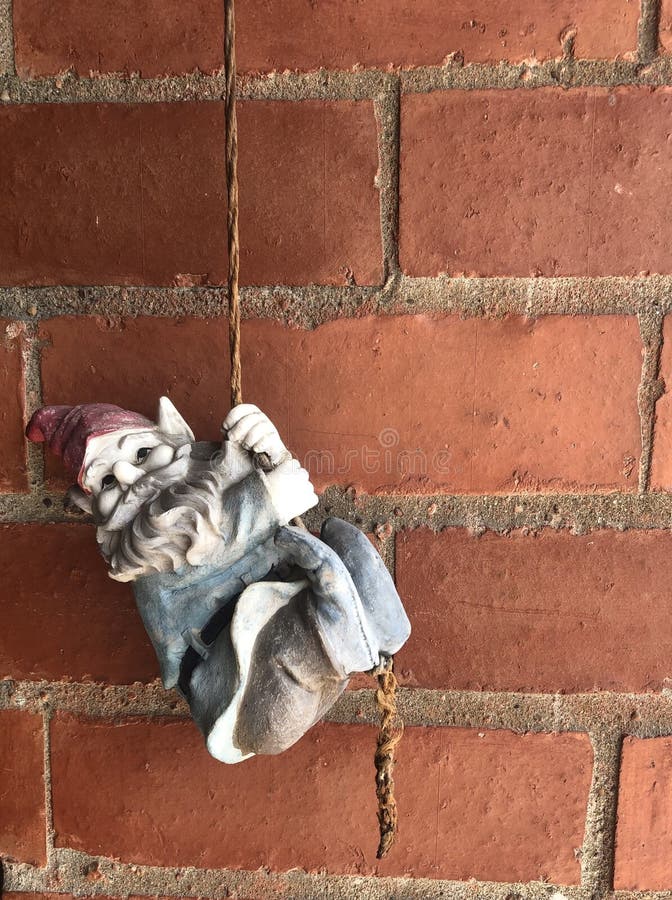 Rope Climbing Dwarf Against Brick Wall Stock Photo Image of detail