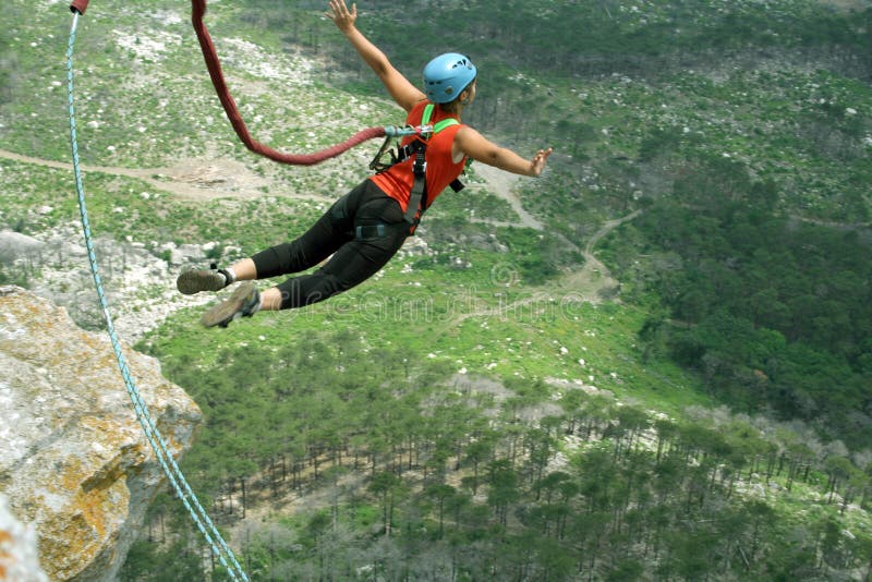Rope Jumping.Bungee Jumping. Stock Image Image of confidence, agua