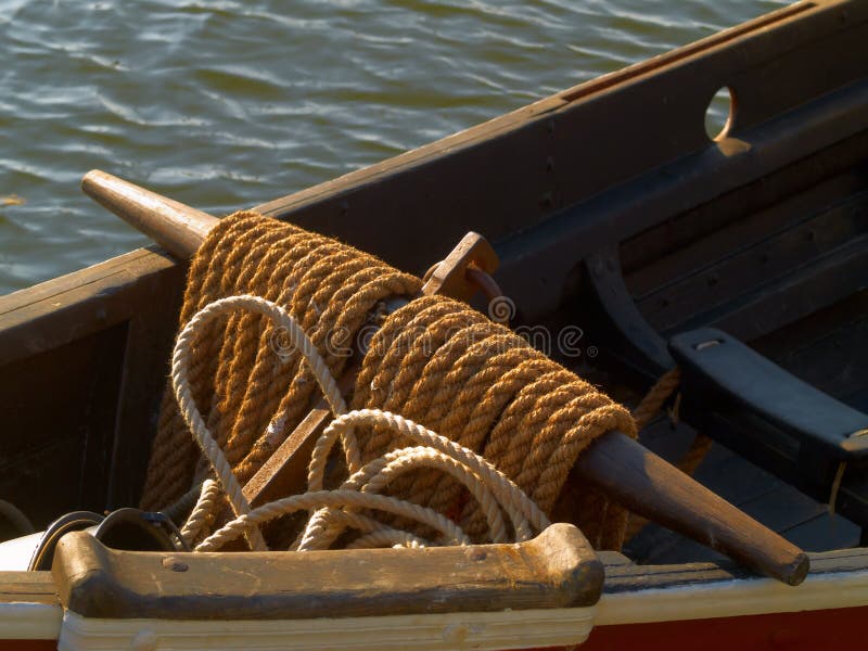 Rope on old boat stock image. Image of closeup, waves 5095811