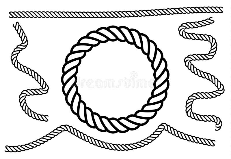 Seamless black rope pattern shape set nautical Vector Image