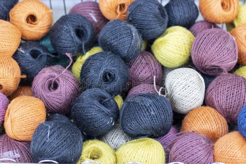 Ropes wrapped in nylon ball shape. There are multiple colors in different colors. stock image Ropes wrapped in nylon ball shape. There are multiple colors in different colors. stock image