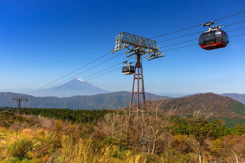 Ropeway aan het Onderstel Fuji, Japan royalty-vrije stock fotografie Ropeway aan het Onderstel Fuji, Japan royalty-vrije stock fotografie