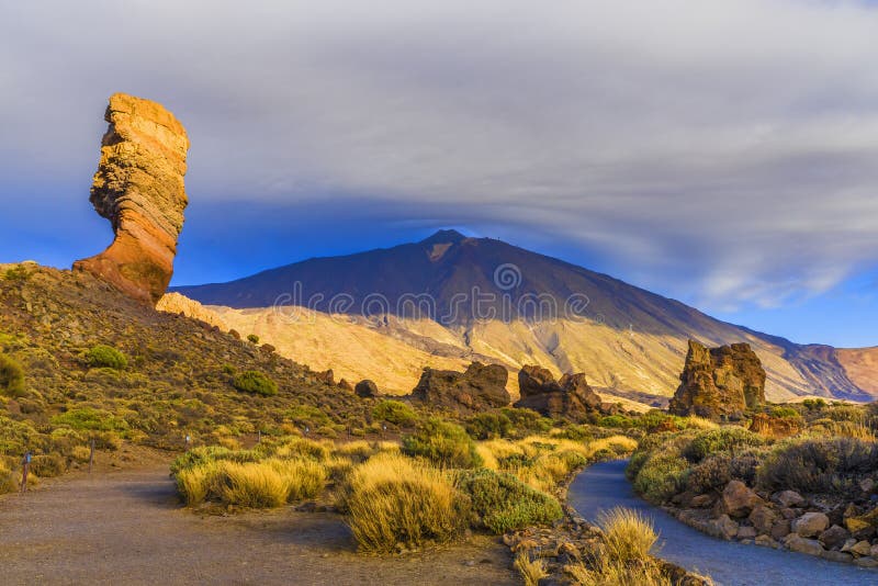 View of unique rock formation Roque Cinchado, Teide National Park, Tenerife, Canary Islands, Spain