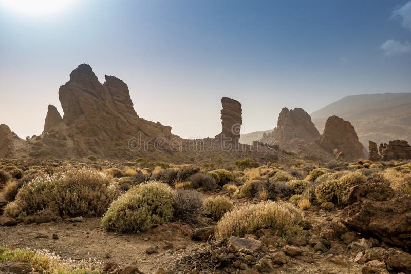 Roques de Garcia. The Roque Cinchado, a unique Rock Formation in Teide National Park, Tenerife, Spain, Europe