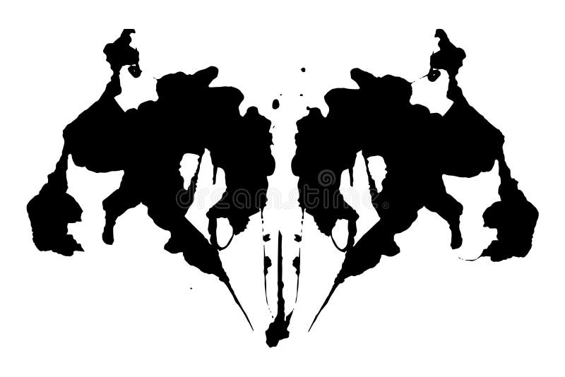 Rorschach-Tintenkleks-Testillustration, symmetrische abstrakte Tintenflecke