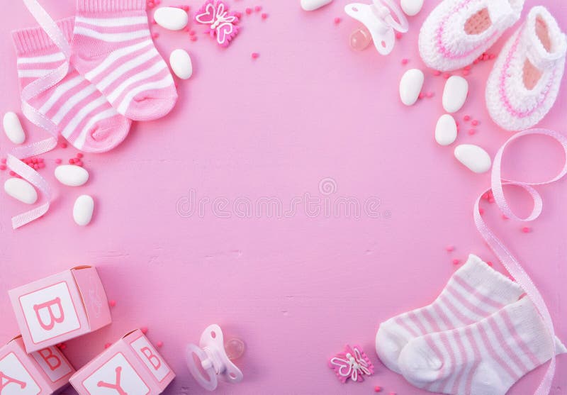 Rosa baby showerbarnkammarebakgrund fotografering för bildbyråer