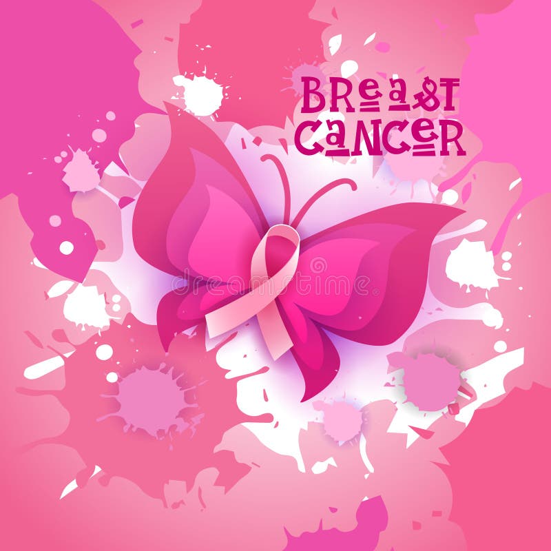 Rosa baner för medvetenhet för bandfjärilsbröstcancer vektor illustrationer Rosa baner för medvetenhet för bandfjärilsbröstcancer vektor illustrationer