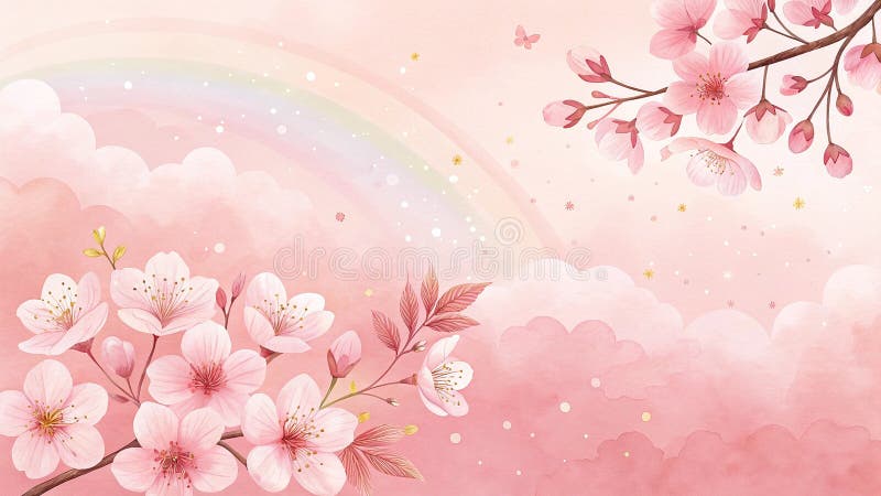 Rosa Butterfly och regnbågskluster stock illustrationer