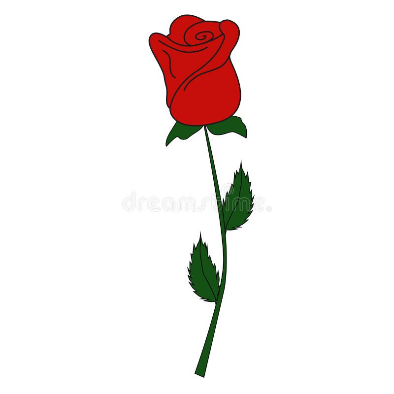 Rosa Colorida Do Vermelho Da Flor Do ícone Em Um Fundo Branco Ilustração do  Vetor - Ilustração de haste, floral: 83134161