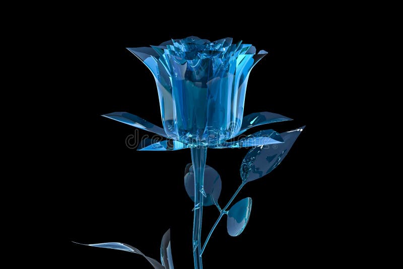 Rosa Del Azul Del Cristal En Fondo Negro Y Oscuro Stock de ilustración -  Ilustración de belleza, flor: 113518667