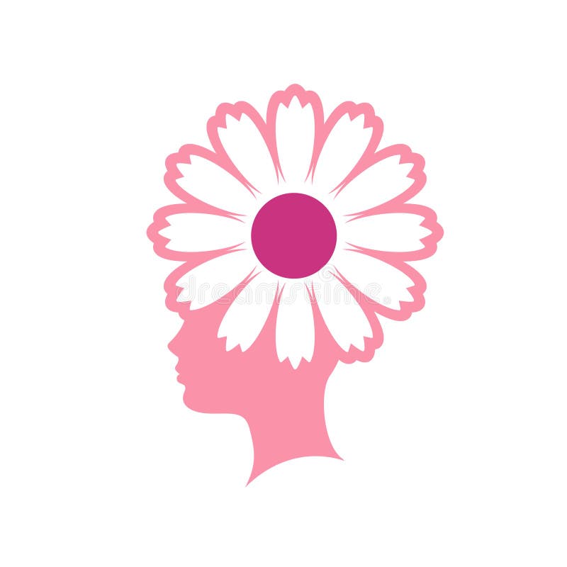 Rosa Farbkopf mit Blume vektor abbildung