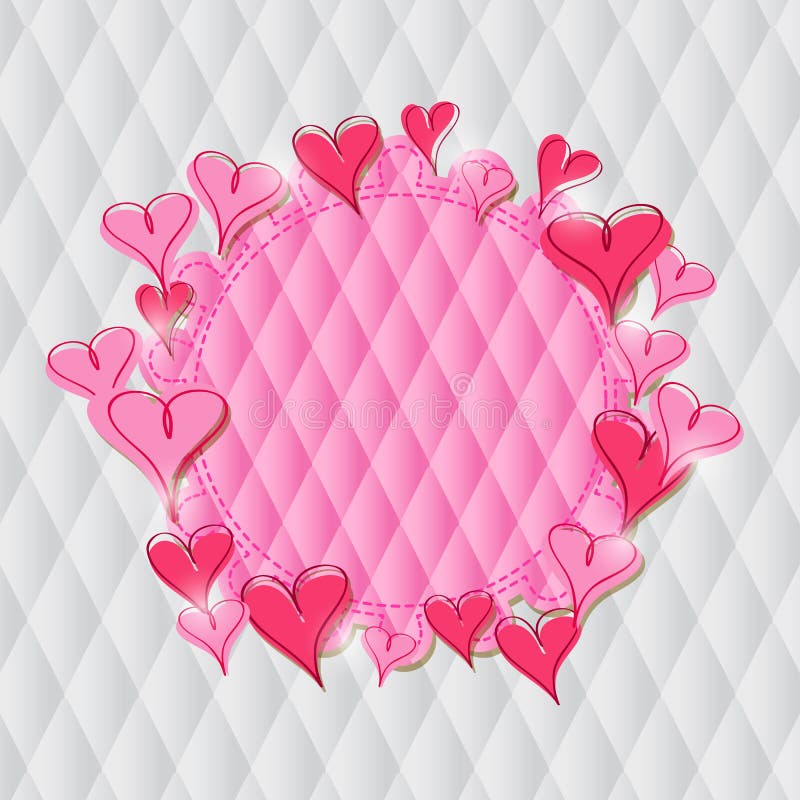 Pink Heart Label on Rhombus Pattern. Illustration for Valentine Day. Pink Heart Label on Rhombus Pattern. Illustration for Valentine Day