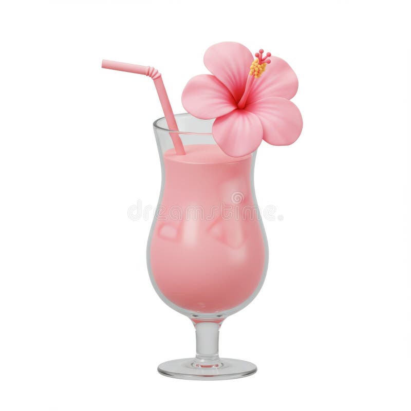 Rosa Hibiscus Cocktail i orkanglaset royaltyfri illustrationer