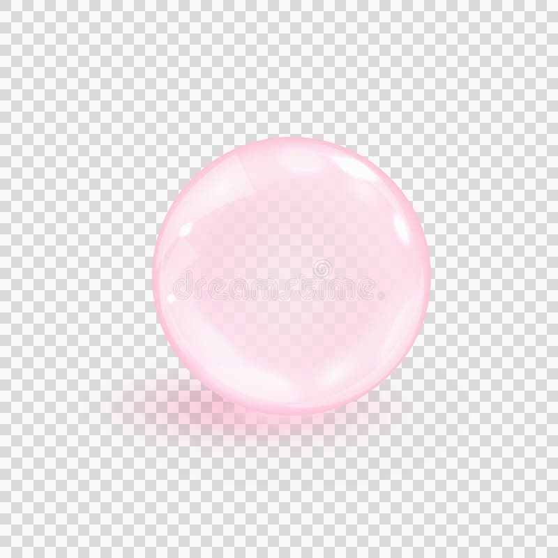 Rosa Kollagenblase isoliert auf transparente Hintergrund. realistisches Wasserserumtröpfchen. Vektorillustration Glas lizenzfreie abbildung