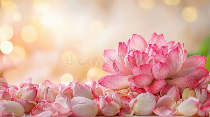 Rosa Lotus Blume mit Petalen auf einem weichen Bokeh Hintergrund stock abbildung