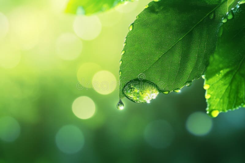 Rosa p Reflection on Leaf Macro ilustracji