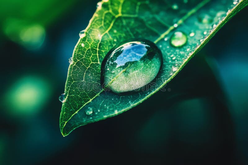 Rosa p Reflection on Leaf Macro royalty ilustracja