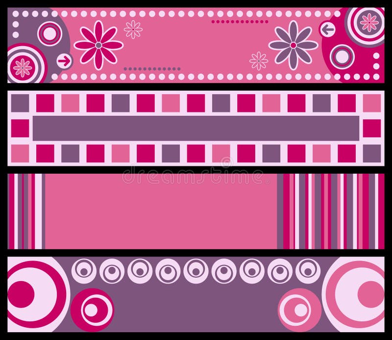 rosa retro för baner royaltyfri illustrationer rosa retro för baner royaltyfri illustrationer