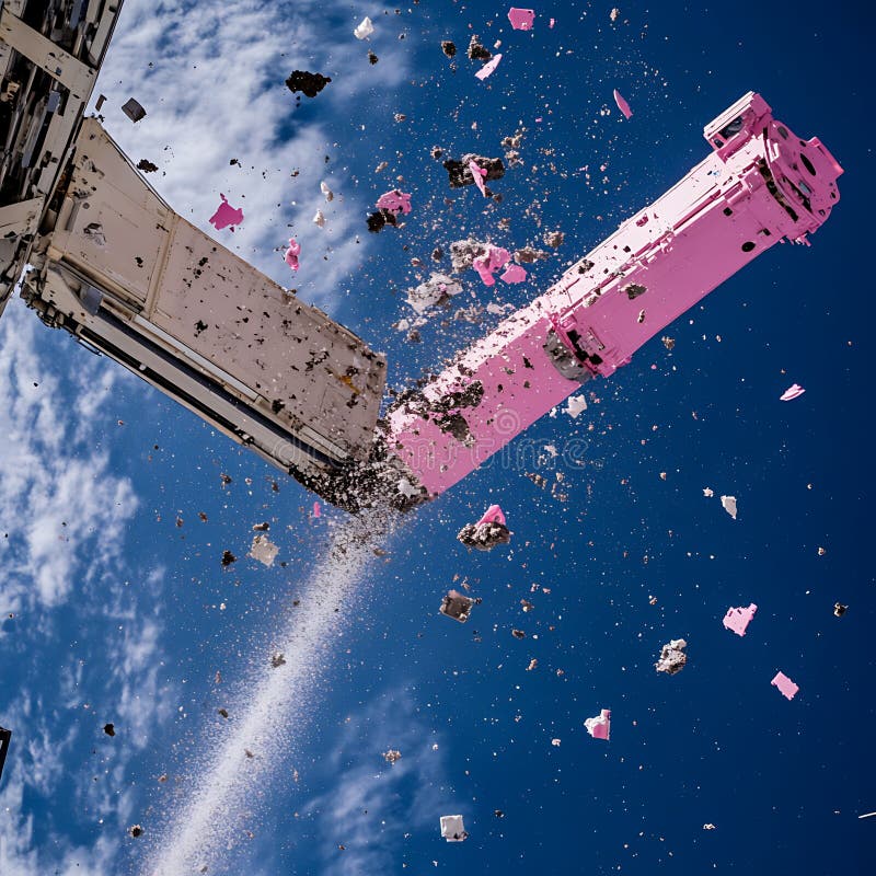 Rosa Rocket Booster-separering under lansering royaltyfri illustrationer