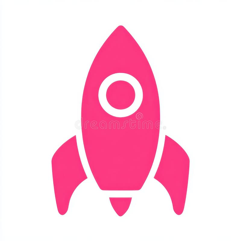 Rosa Rocket Illustration på vit bakgrund. Raketillustration på vit bakgrund. Enkel grafisk design lämplig för start- eller teknikkoncept. Fet platt stil. Generativ AI