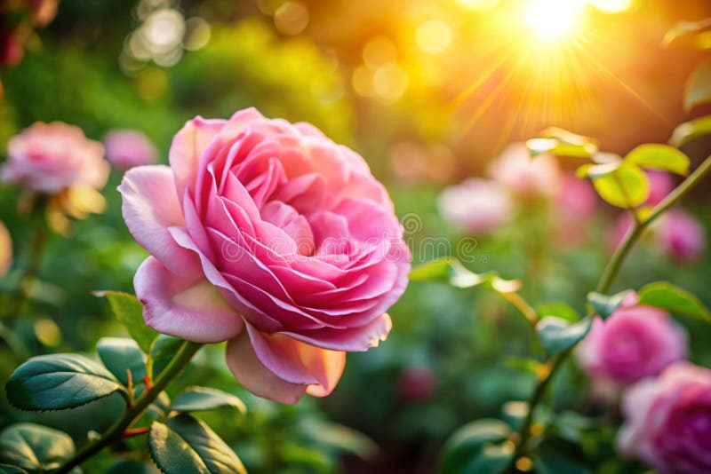 Rosa Rose Blooming i Summer Garden vektor illustrationer