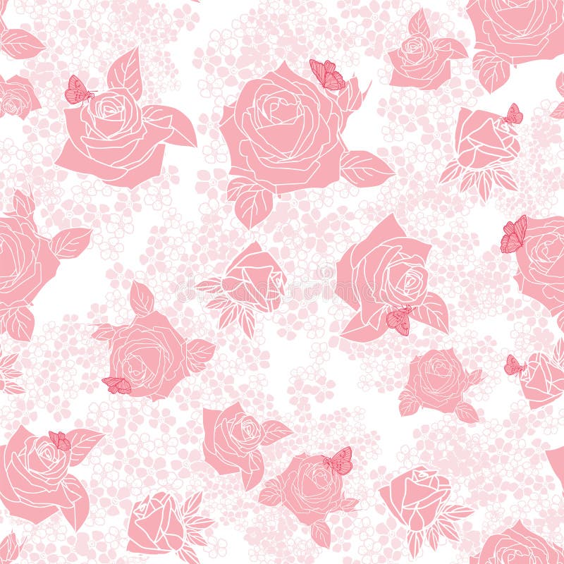 Rosa Rose morden weißen Hintergrundentwurf des Blumenblattschmetterlinges lizenzfreie abbildung