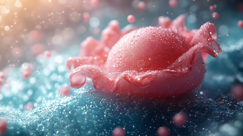 Rosa Tropfen auf glatter blauer Oberfläche vektor abbildung