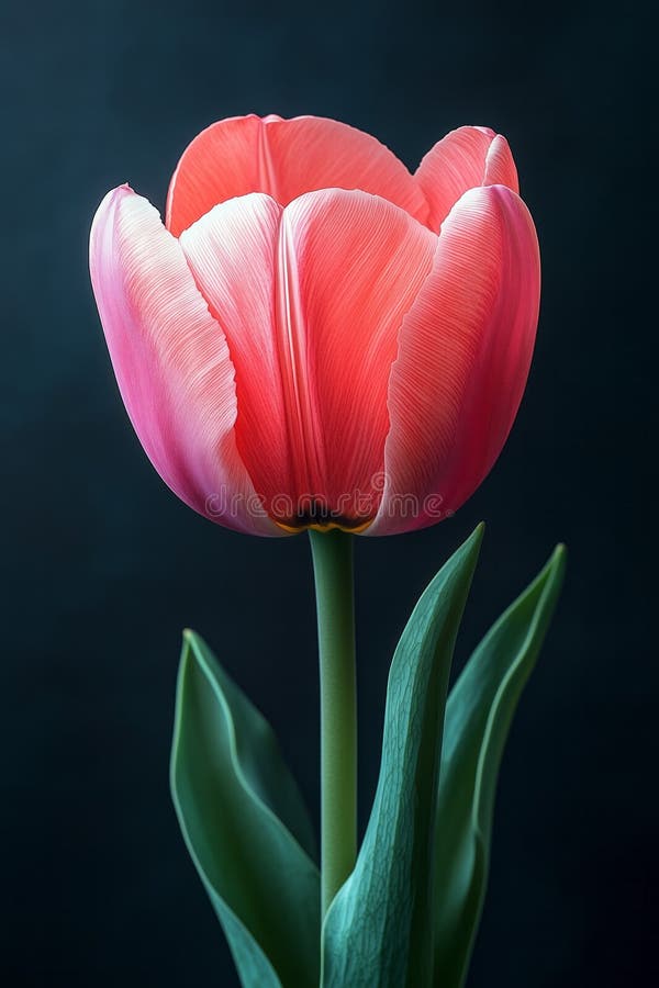 Pinke Tulpe blüht vor dunklem Hintergrund vektor abbildung