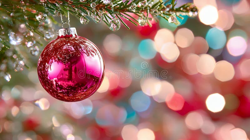 Rosa Weihnachtsschmuck am Baum lizenzfreie abbildung