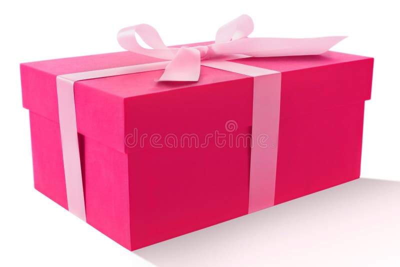 A pink box isolated shot on a white background. A pink box isolated shot on a white background