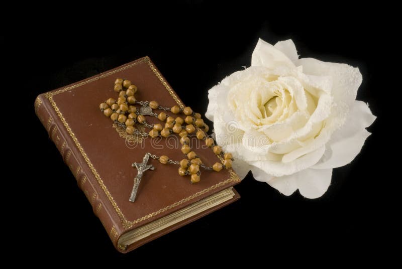 Rose old bible and cross stock photo. Image of pray, christ 4627458