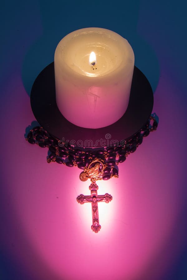 Rosary and Candle stock image. Image of cross, dark, belief 57962075