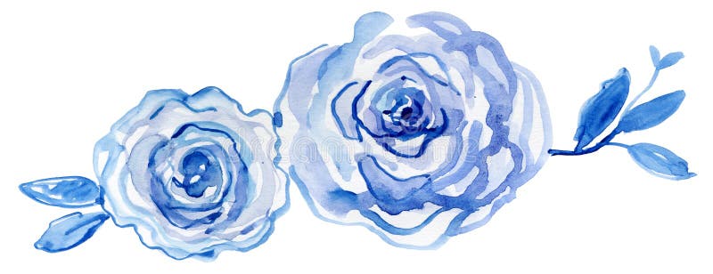 Rosas Azules Acuarela Pintada a Mano, Ejemplo Del Vintage Stock de  ilustración - Ilustración de garganta, ornamento: 54005699