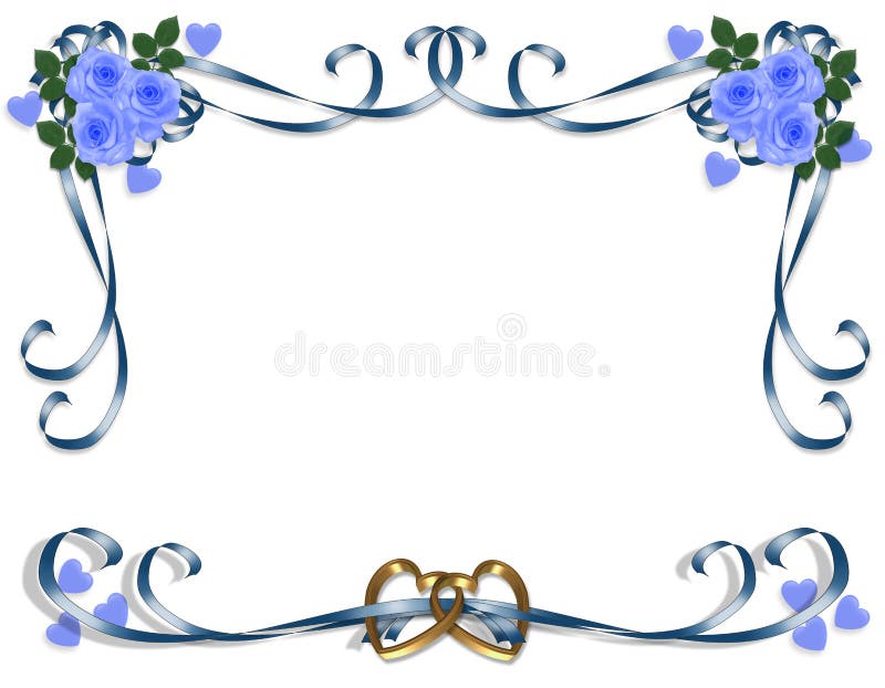 Rosas del azul de la invitación de la boda
