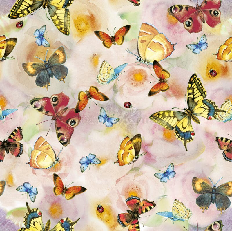 Rosas e teste padrão de borboleta ilustração do vetor Rosas e teste padrão de borboleta ilustração do vetor