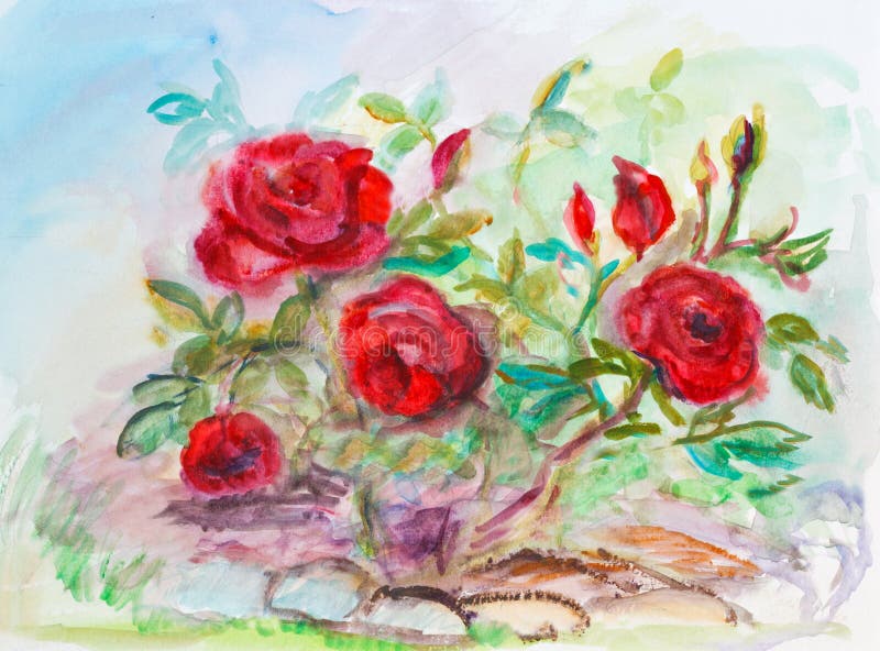 Rosas en jardín ilustración del vector Rosas en jardín ilustración del vector