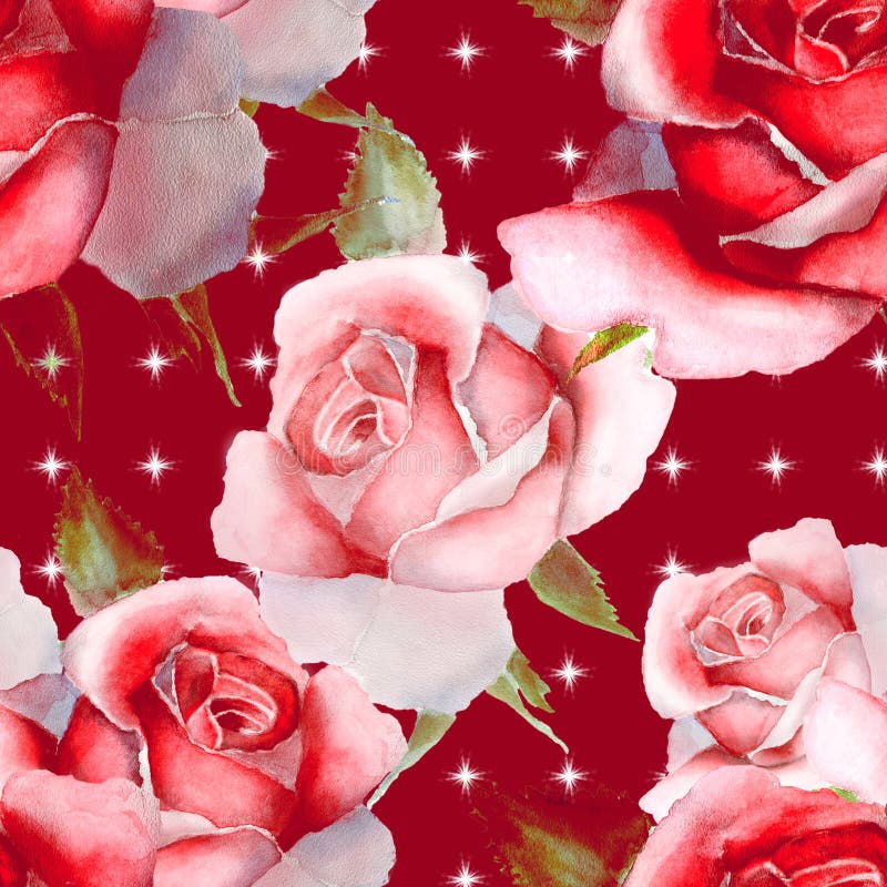 Rosas florais da aquarela Teste padrão sem emenda ilustração do vetor Rosas florais da aquarela Teste padrão sem emenda ilustração do vetor