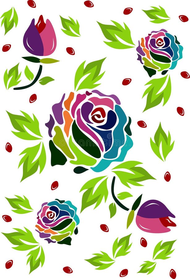rosas multicoloras especiales stock de ilustración rosas multicoloras especiales stock de ilustración
