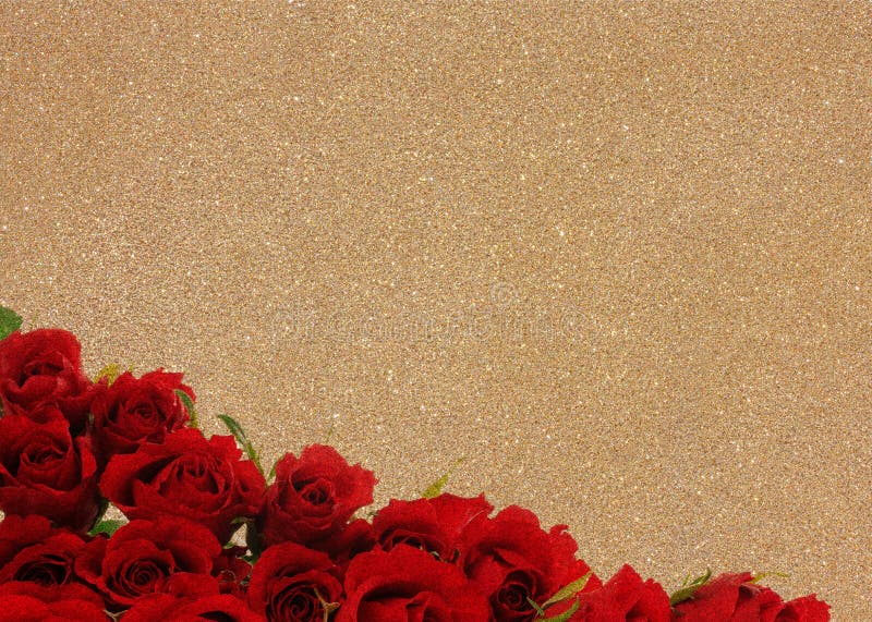 Rosas Vermelhas No Fundo Dourado Foto De Stock Imagem De Rosas Dourado 89995418