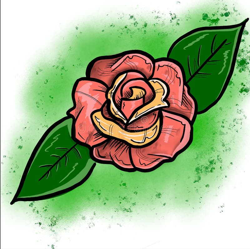 Rose abstract illustration with leaves