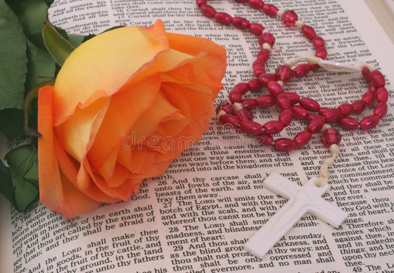 Rose and Bible stock photo. Image of easter, jesus, mass 4082046